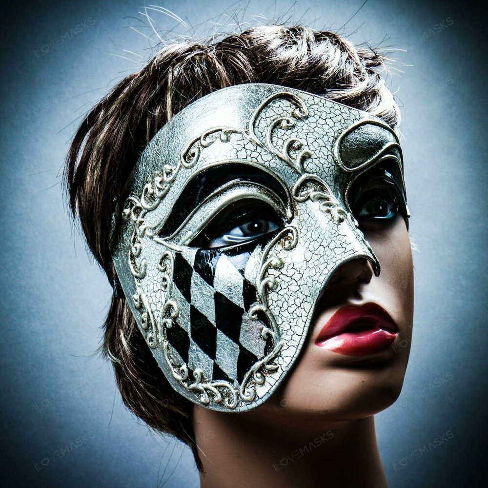 Venetian Half Face Phantom Masquerade Silver Mask Halloween Party Eye Mask